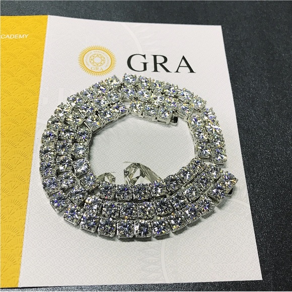 4mm Moissanite Tennis Chain 20 inch Necklace-VVS D-925 Sterling. Passes test. - Picture 2 of 14